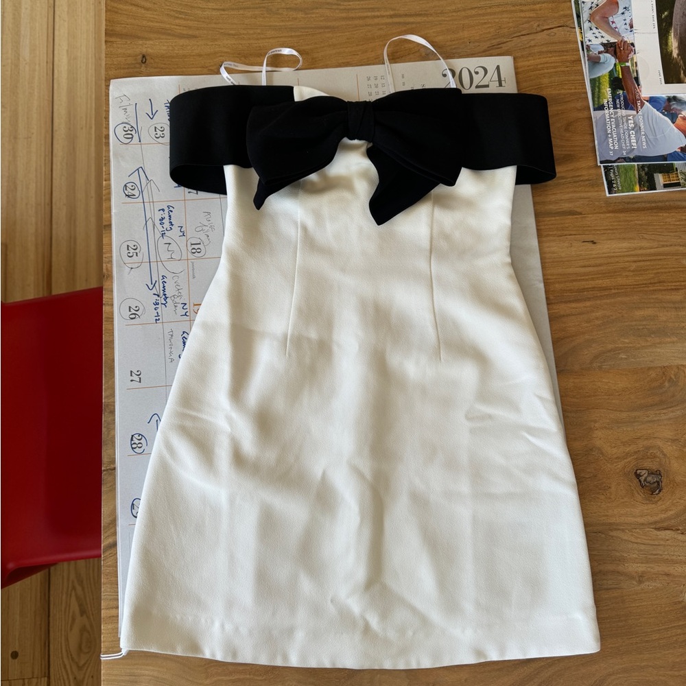 Brand new Self Portrait, bow dress, black, and white with tag still on it